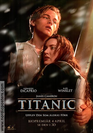 Titanic 3D 1997 movie poster Leonardo DiCaprio Kate Winslet Billy Zane James Cameron 3-D Romance