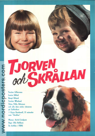 Tjorven och Skrållan 1965 movie poster Maria Johansson Writer: Astrid Lindgren Find more: Saltkråkan Dogs