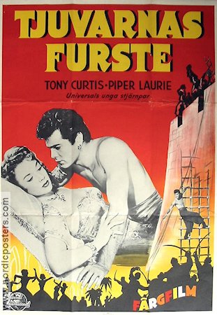 The Prince Who Was a Thief 1952 movie poster Tony Curtis Piper Laurie Adventure and matine Sword and sandal