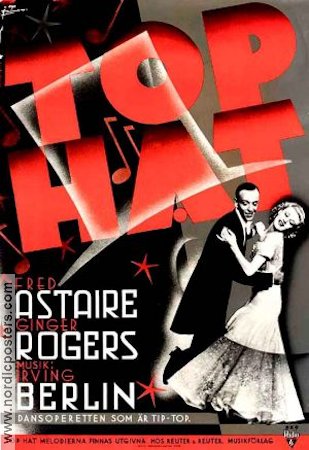 Top Hat 1935 movie poster Fred Astaire Ginger Rogers Music: Irving Berlin Dance