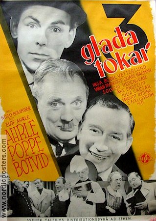 Tre glada tokar 1942 movie poster Elof Ahrle Nils Poppe John Botvid