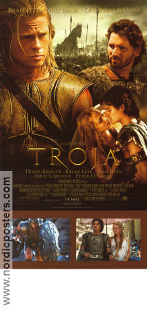 Troja 2004 poster Brad Pitt Eric Bana Orlando Bloom Wolfgang Petersen Svärd och sandal