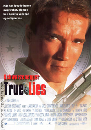 True Lies 1994 movie poster Arnold Schwarzenegger Jamie Lee Curtis Tom Arnold James Cameron Guns weapons