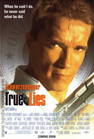 True Lies 1994 poster Arnold Schwarzenegger Jamie Lee Curtis Tom Arnold James Cameron Vapen