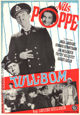 Tull-Bom 1951 poster Nils Poppe Inga Landgré Gunnar Björnstrand Lars-Eric Kjellgren