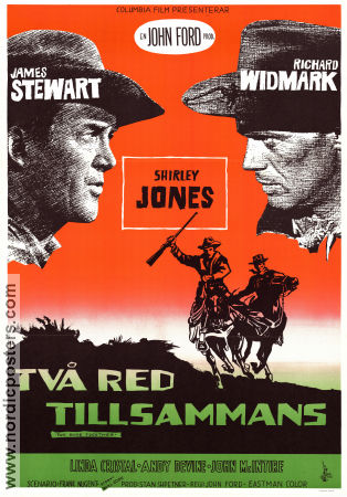 Två red tillsammans 1961 poster James Stewart Richard Widmark Shirley Jones John Ford