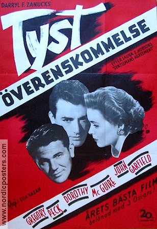 Gentleman´s Agreement 1948 movie poster Gregory Peck Dorothy McGuire John Garfield Elia Kazan