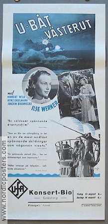 U-båt västerut 1941 movie poster Ilse Werner Ships and navy
