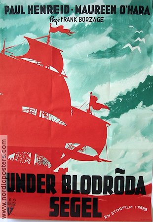 Under blodröda segel 1946 poster Paul Henreid Maureen O´Hara Skepp och båtar
