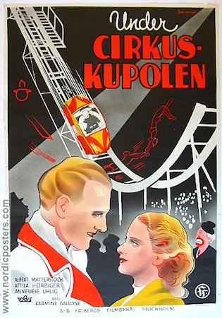 Under cirkus-kupolen 1938 poster Albert Matterstock Eric Rohman art Cirkus