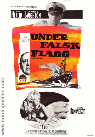 Under falsk flagg 1961 poster Van Heflin Charles Laughton Marlene Demongeot Damer