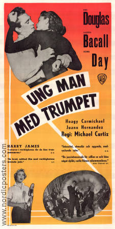 Ung man med trumpet 1950 poster Kirk Douglas Lauren Bacall Doris Day Hoagy Carmichael Michael Curtiz