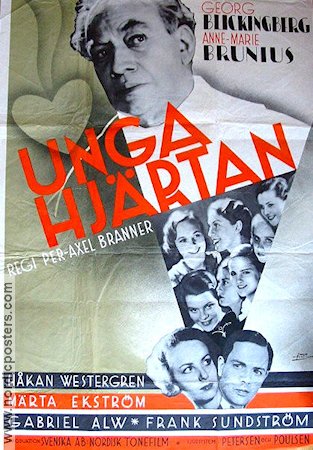 Unga hjärtan 1934 movie poster Georg Blickingberg Anne-Marie Brunius Håkan Westergren