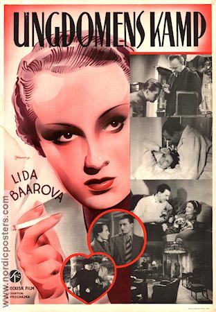 Ungdomens kamp 1937 poster Lida Baarova Martin Fric Rökning Filmen från: Czechoslovakia Eric Rohman art