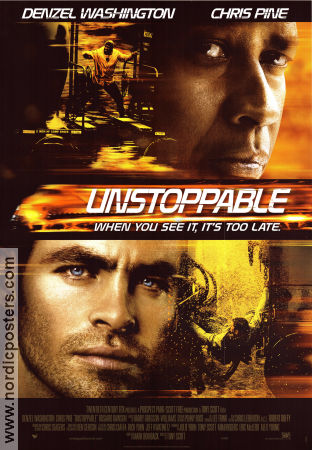 Unstoppable 2010 poster Denzel Washington Chris Pine Rosario Dawson Tony Scott Tåg