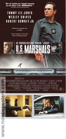 U.S. Marshals 1998 movie poster Tommy Lee Jones Wesley Snipes Robert Downey Jr Stuart Baird Trains Police and thieves