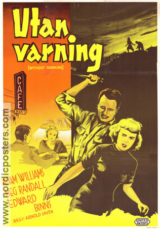 Utan varning 1952 poster Adam Williams Meg Randall Arnold Laven Film Noir