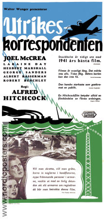 Foreign Correspondent 1940 movie poster Joel McCrea Laraine Day Herbert Marshall Alfred Hitchcock
