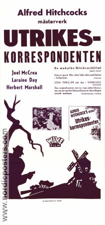 Foreign Correspondent 1940 movie poster Joel McCrea Laraine Day Herbert Marshall Alfred Hitchcock