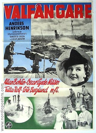 Valfångare 1939 movie poster Tutta Rolf Allan Bohlin Ships and navy