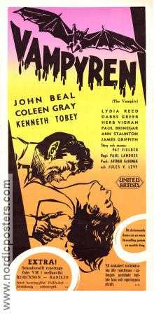 Vampyren 1957 poster John Beal Coleen Gray Kenneth Tobey Paul Landres