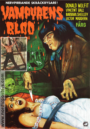 Blood of the Vampire 1958 movie poster Donald Wolfit Barbara Shelley Henry Cass Poster artwork: Walter Bjorne Ladies