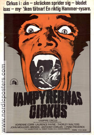 Vampyrernas cirkus 1972 poster Adrienne Corri Laurence Payne Robert Young