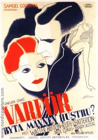 Dodsworth 1936 movie poster Walter Huston David Niven Ruth Chatterton William Wyler