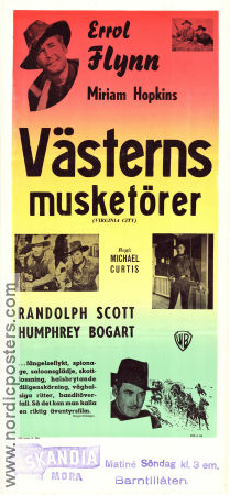 Virginia City 1940 movie poster Errol Flynn Miriam Hopkins Randolph Scott Humphrey Bogart Michael Curtiz