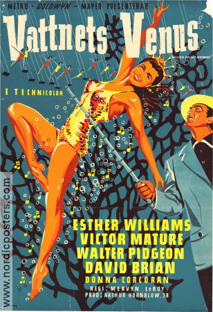 Million Dollar Mermaid 1952 movie poster Esther Williams Victor Mature Walter Pidgeon Mervyn LeRoy Musicals