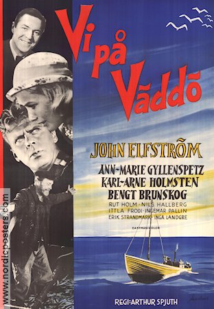 Vi på Väddö 1958 movie poster John Elfström Ann-Marie Gyllenspetz Karl-Arne Holmsten Bengt Brunskog Arthur Spjuth Skärgård