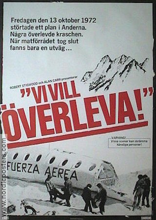 Vi vill överleva 1976 poster René Cardona Berg Flyg Filmen från: Mexico