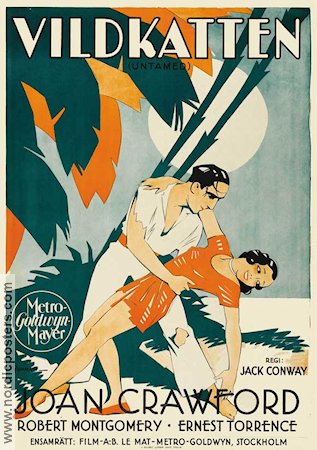 Vildkatten 1929 poster Joan Crawford Robert Montgomery Jack Conway Eric Rohman art
