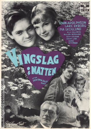 Vingslag i natten 1953 movie poster Edvin Adolphson Lars Ekborg Pia Skoglund Nils Hallberg Kenne Fant Writer: Sven Edvin Salje