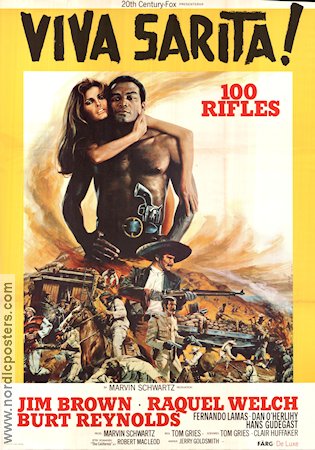 100 Rifles 1969 movie poster Jim Brown Raquel Welch Burt Reynolds Tom Gries
