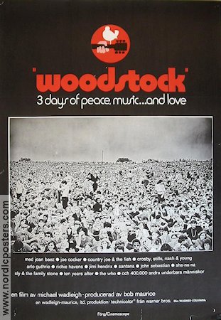 Woodstock 1970 movie poster Joan Baez Jimi Hendrix Michael Wadleigh Rock and pop