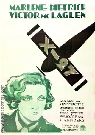 Dishonored 1931 movie poster Marlene Dietrich Victor McLaglen Planes