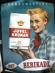 Juvelkronan äkta kärnvetemjöl Konsumbutiker 1949 affisch Mat och dryck