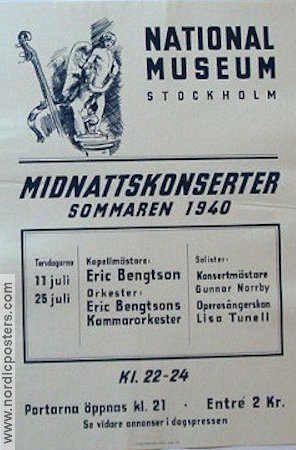 Nationalmuseum Midnattskonserter 1940 poster Find more: Nationalmuseum