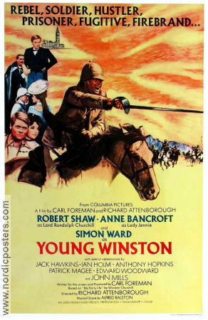 Young Winston 1972 movie poster Simon Ward John Mills Anne Bancroft Richard Attenborough Find more: Large poster