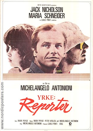 Professione: reporter 1975 movie poster Jack Nicholson Maria Schneider Jenny Runacre Michelangelo Antonioni