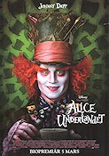 Alice in Wonderland 2010 movie poster Johnny Depp Mia Wasikowska Helena Bonham Carter Tim Burton 3-D