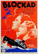 Blockade 1938 movie poster Madeleine Carroll Henry Fonda Eric Rohman art Ships and navy