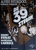 De 39 stegen 1935 poster Robert Donat Madeleine Carroll Alfred Hitchcock