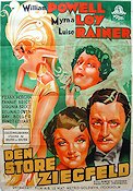 Den store Ziegfeld 1936 poster William Powell Myrna Loy Luise Rainer Musikaler