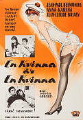 En kvinna är en kvinna 1961 poster Anna Karina Jean Paul Belmondo Jean-Luc Godard Affischkonstnär: Walter Bjorne