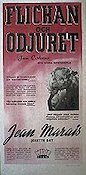 Flickan och odjuret 1947 poster Jean Marais Josette Day Jean Cocteau