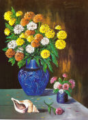 Höst-astrar 1996 affisch Affischkonstnär: Leona Oppenheimer Blommor och växter Konstaffischer