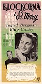 The Bells of S:t Mary´s 1945 movie poster Ingrid Bergman Bing Crosby Henry Travers Leo McCarey