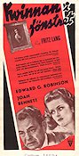 Kvinnan i fönstret 1944 poster Edward G Robinson Joan Bennett Raymond Massey Fritz Lang Film Noir